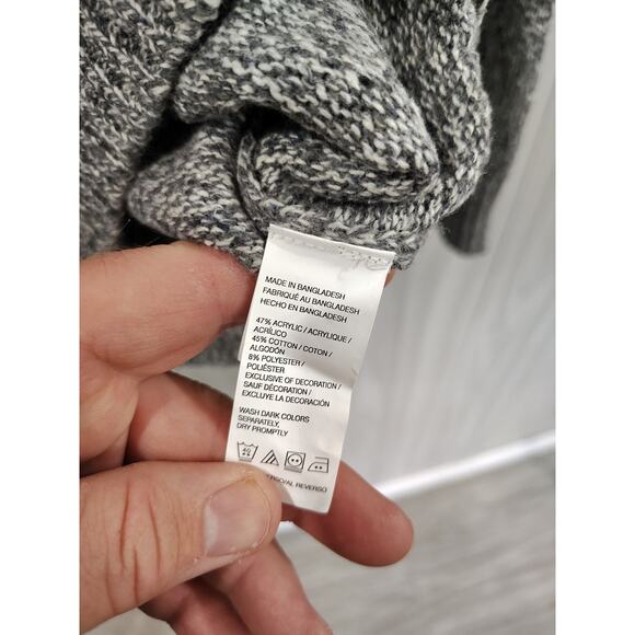 Men's Henley Mock Neck Sweater Preppy Professor Teacher Size XL Gray Casual... - Picture 4 of 7